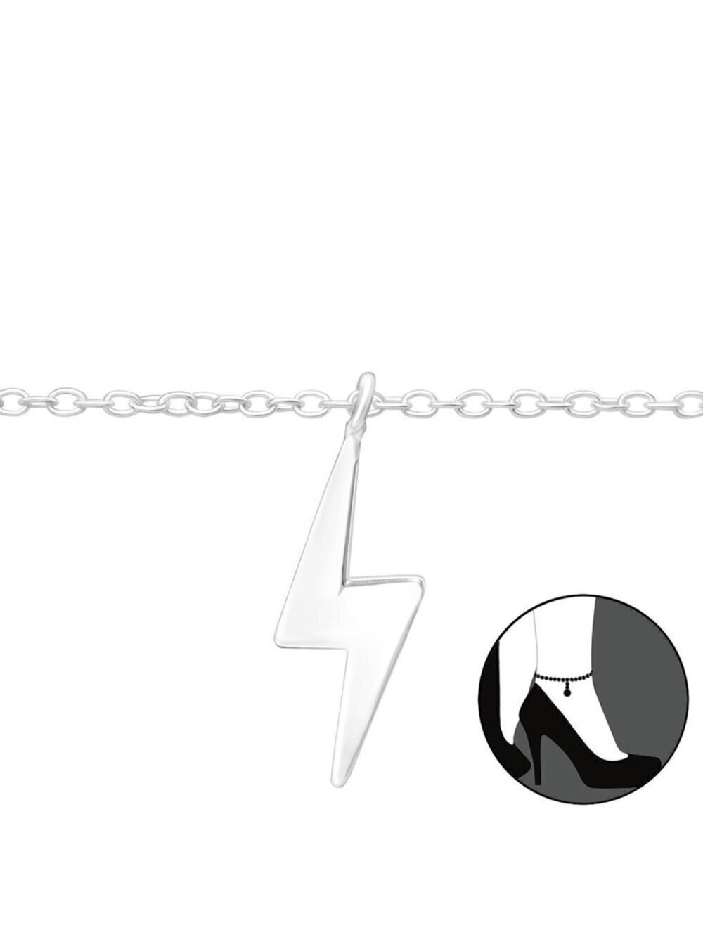 Sterling Silver Lightning Bolt Anklet
